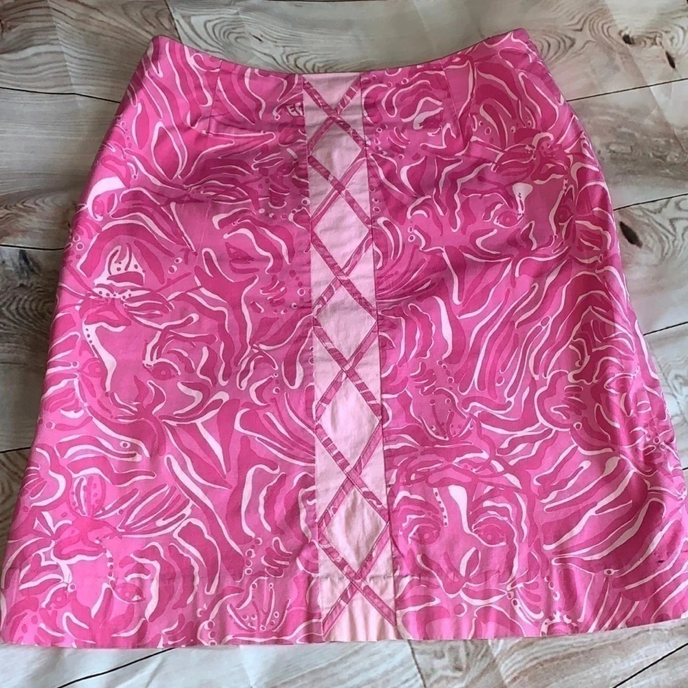 Lilly Pulitzer Hot Pink Swirl A-Line Skirt